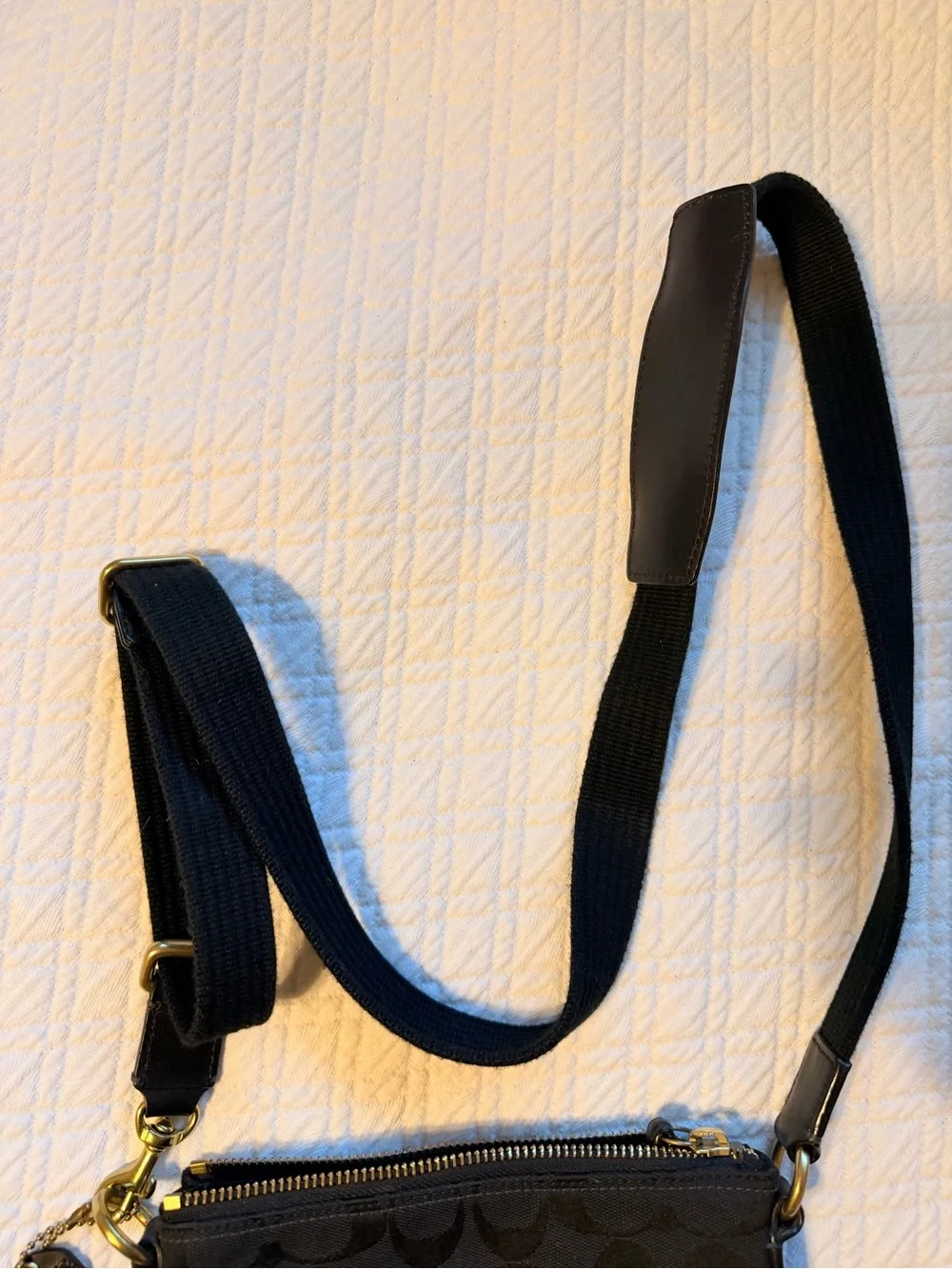 Coach Black Signature Crossbody with Gold Turnlock